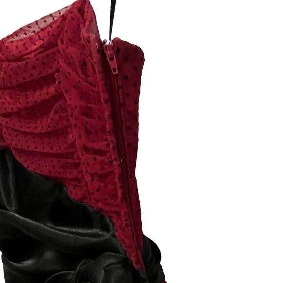 Masquerade Prom Ball Gown Dress Junior Size 3 Women Red Black Swiss Dot Retro - Picture 8 of 15